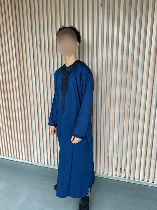 Heren abaya donkerblauw lange mouwen