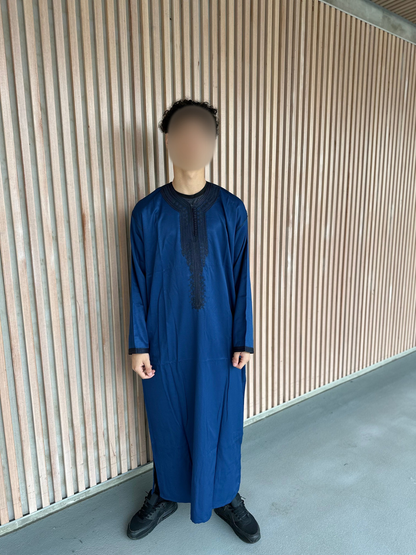 Heren abaya donkerblauw lange mouwen