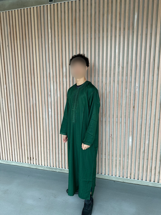 Heren abaya donkergroen lange mouwen