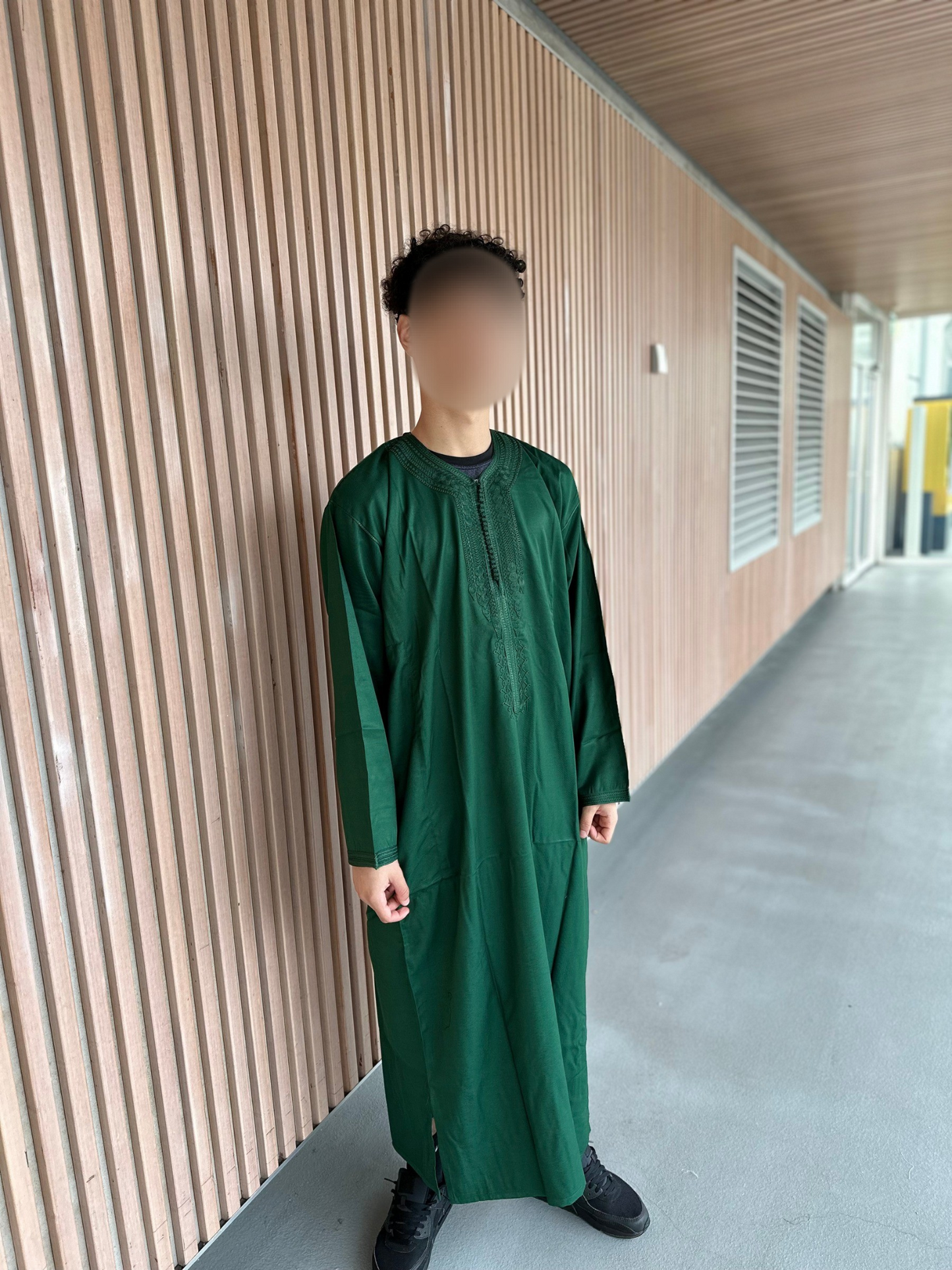 Heren abaya donkergroen lange mouwen