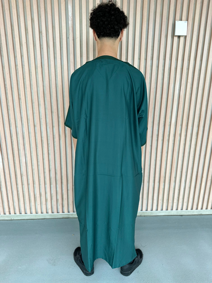 Heren abaya donkergroen korte mouwen