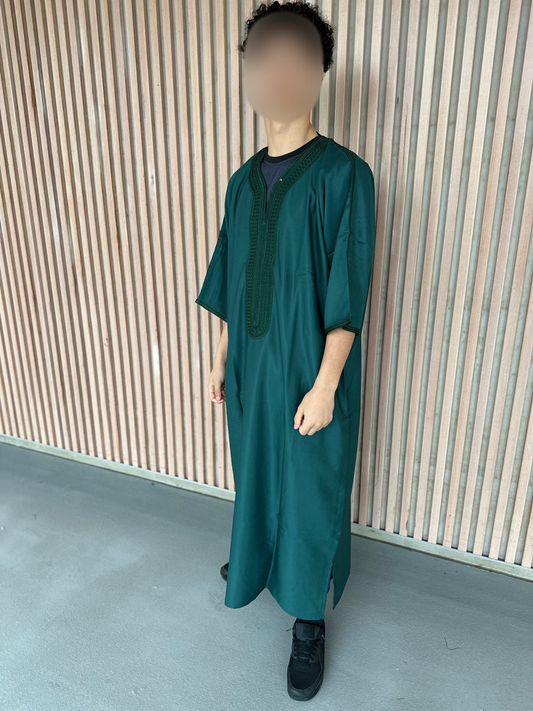 Heren abaya donkergroen korte mouwen