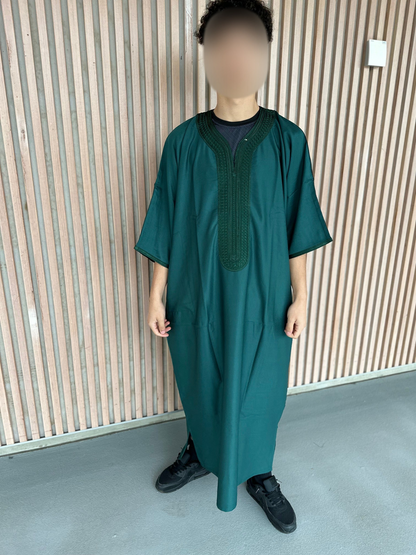 Heren abaya donkergroen korte mouwen