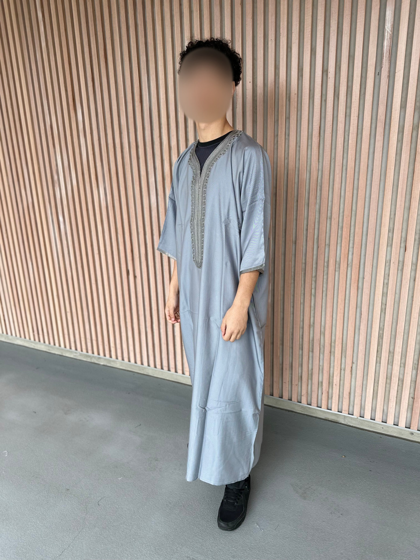 Heren abaya grijs korte mouwen