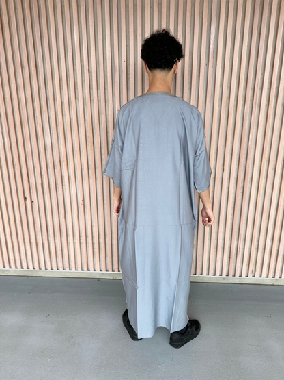 Heren abaya grijs korte mouwen
