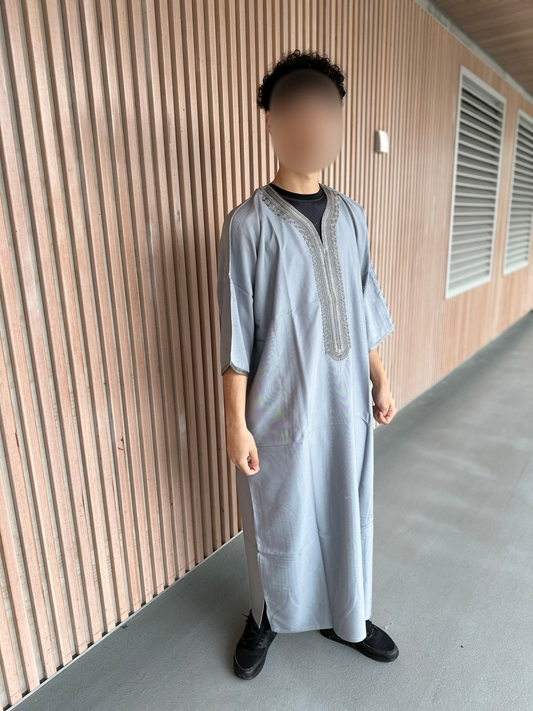 Heren abaya grijs korte mouwen