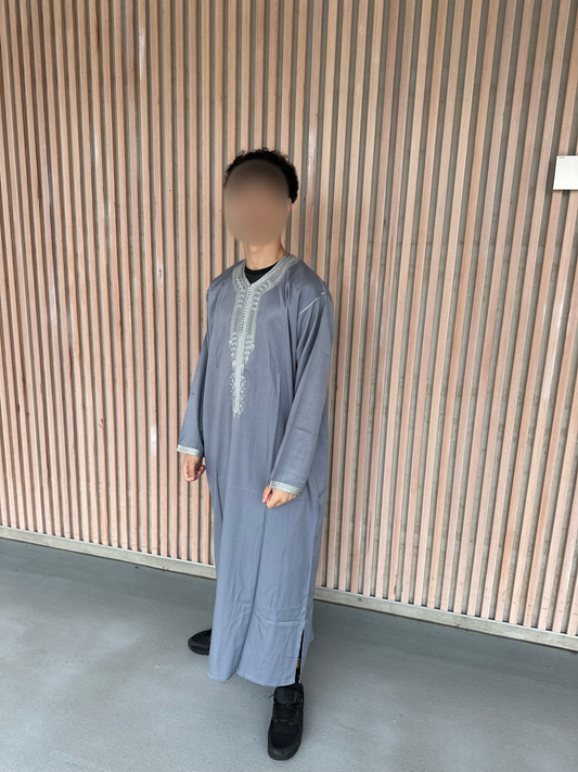 Heren abaya grijs lange mouwen