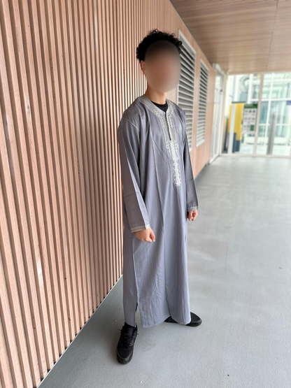 Heren abaya grijs lange mouwen