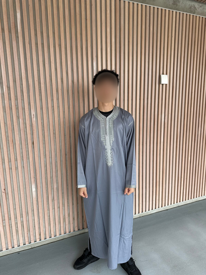 Heren abaya grijs lange mouwen