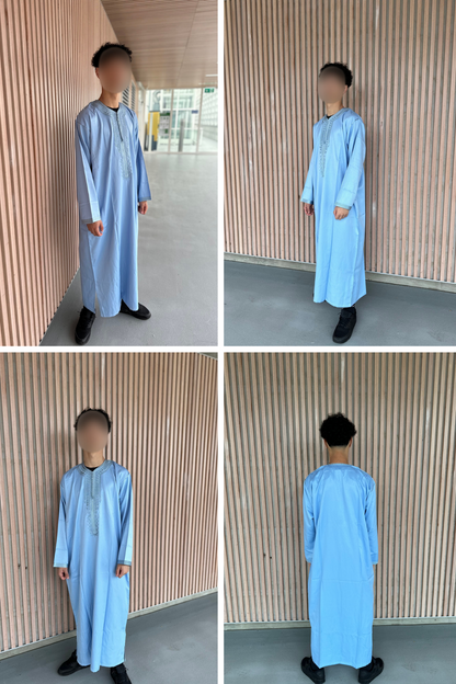 Heren abaya lichtblauw lange mouwen