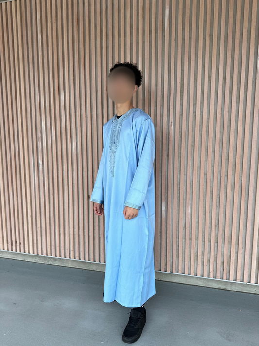 Heren abaya lichtblauw lange mouwen