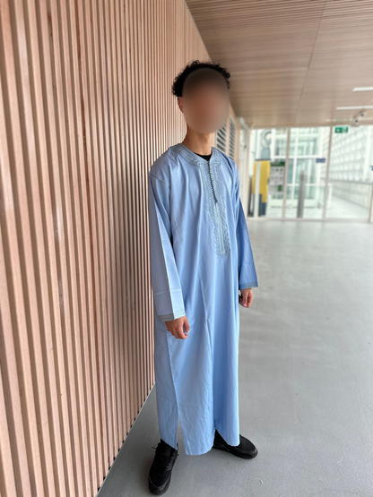 Heren abaya lichtblauw lange mouwen