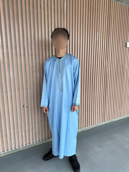 Heren abaya lichtblauw lange mouwen