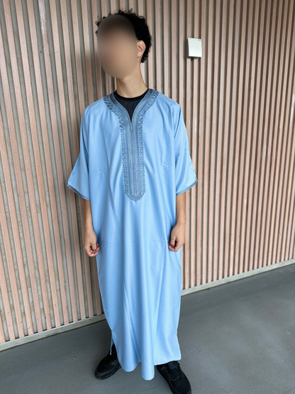 Heren abaya lichtblauw korte mouwen