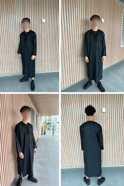 Heren abaya zwart lange mouwen