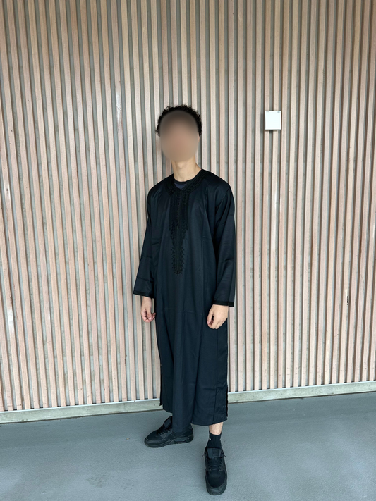 Heren abaya zwart lange mouwen