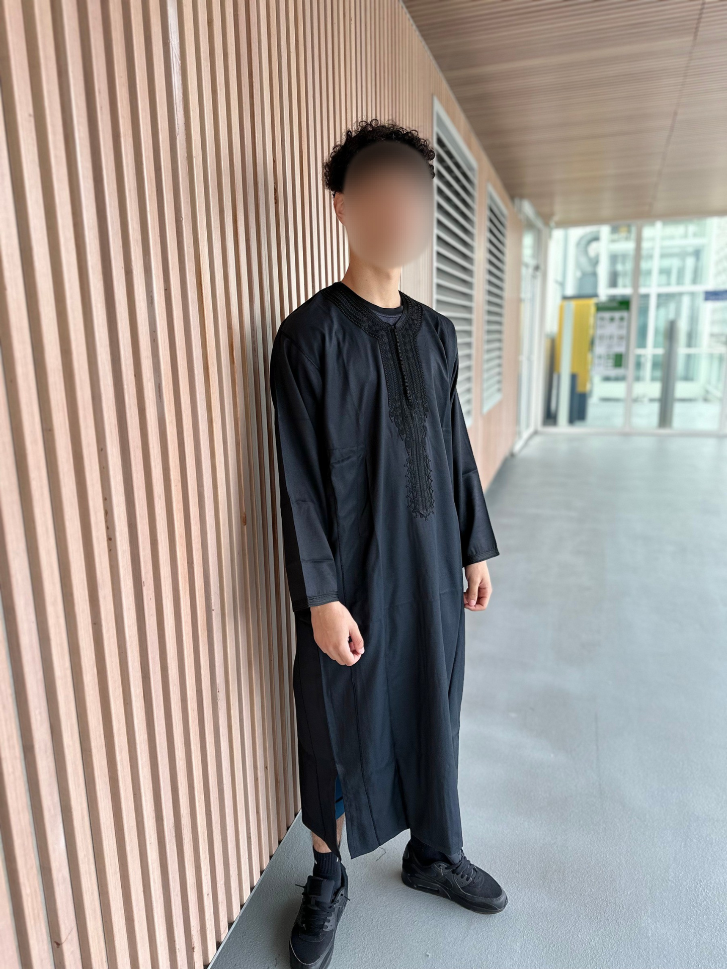 Heren abaya zwart lange mouwen