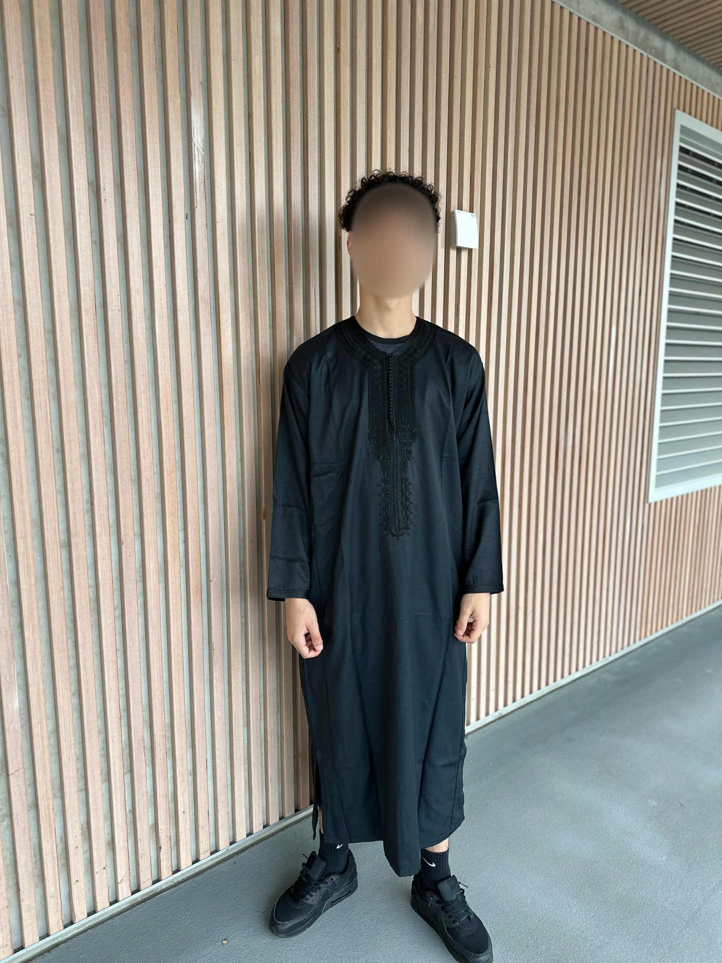 Heren abaya zwart lange mouwen